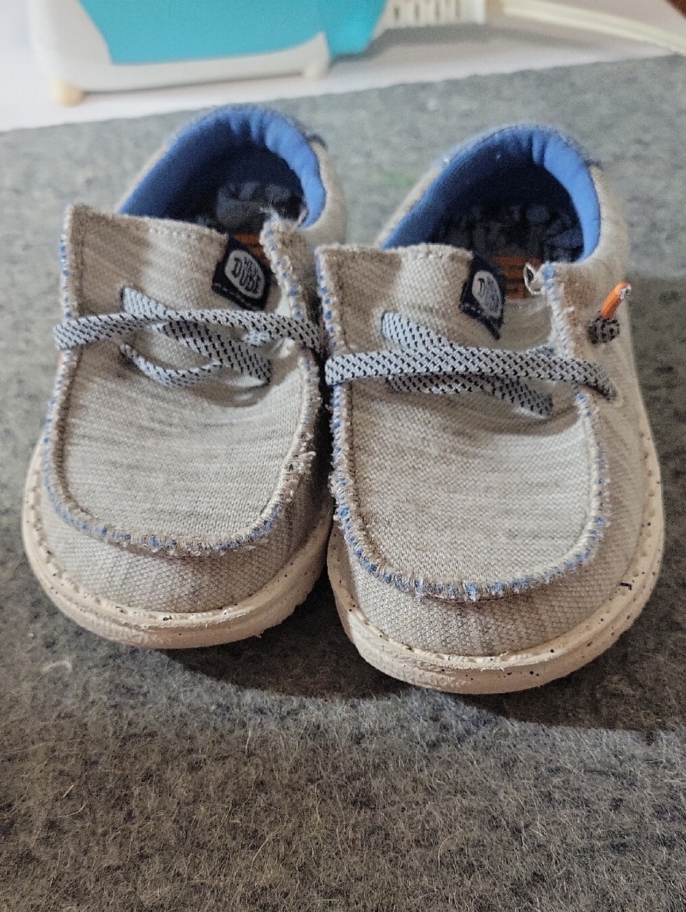 Kids Casual Slip-On Shoes - Light Gray with Blue Trim Toddler Size TD9